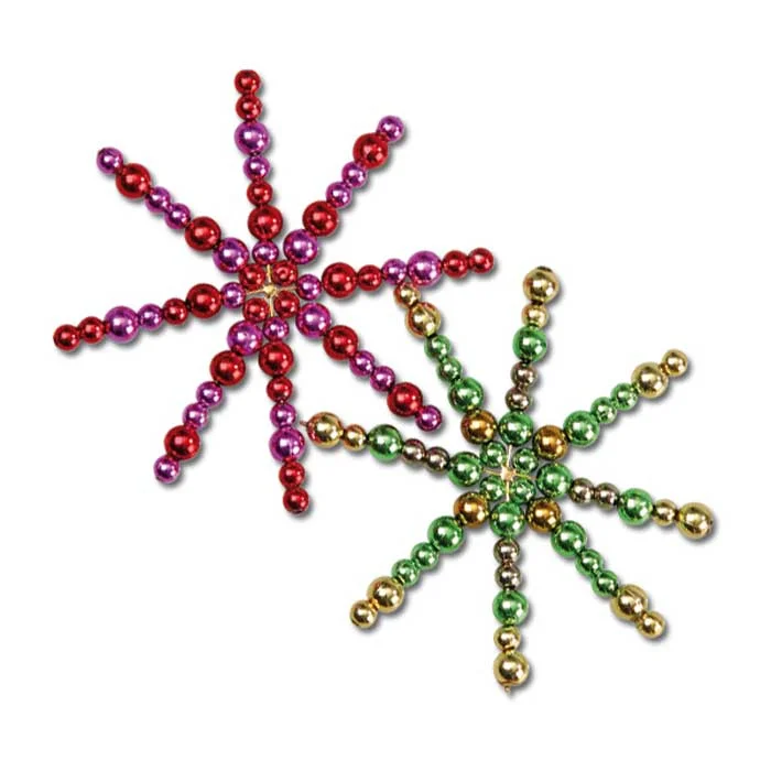 Glitzerstern, Beadenspirale, Schneeflocke, Dekobeads, Christbaumdekoration