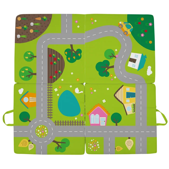 Spielmatte, Kinderteppich, Straßenmuster, Landschaft, Spieltischauflage