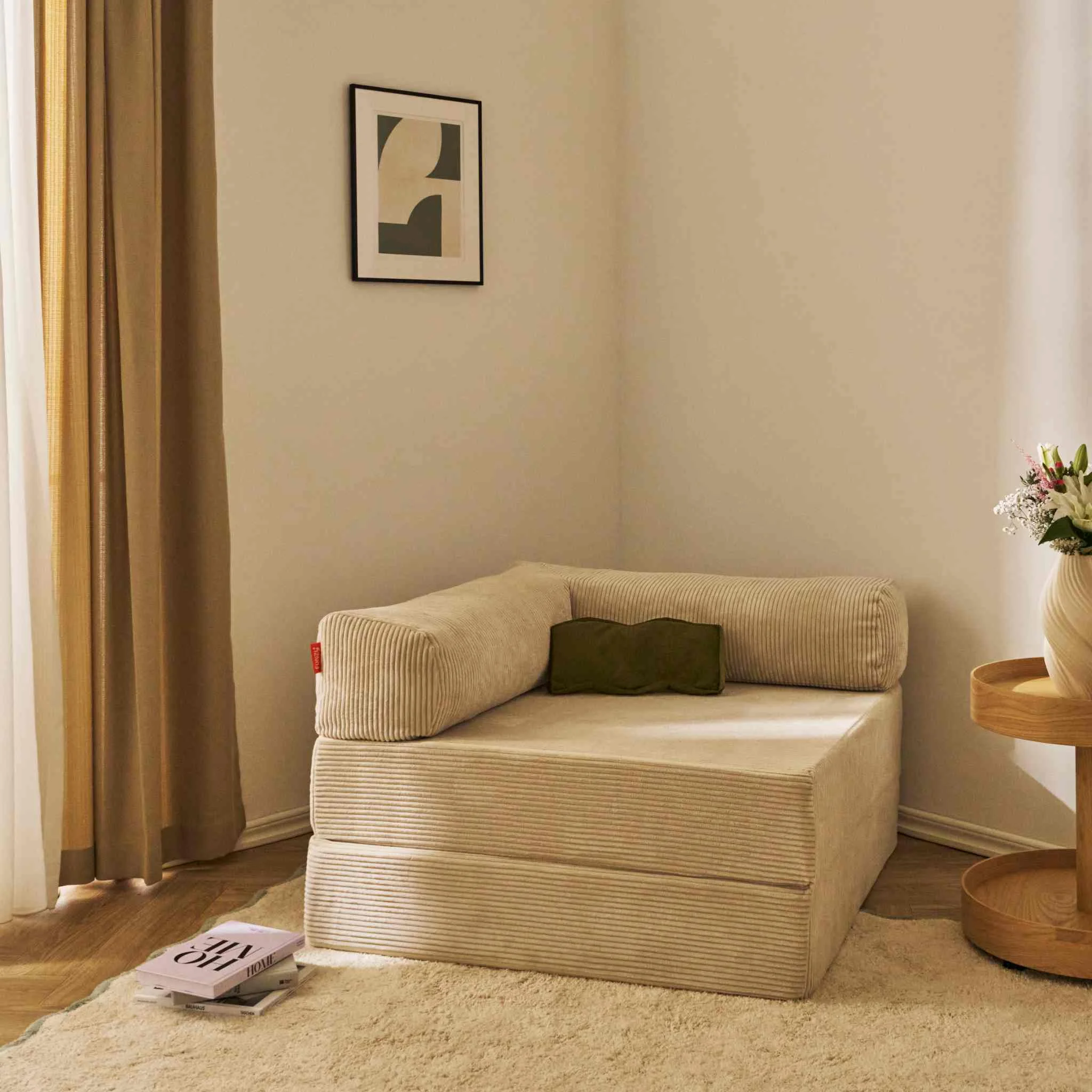 sofa, Sessel, Beige, Stoff, Ecksofa