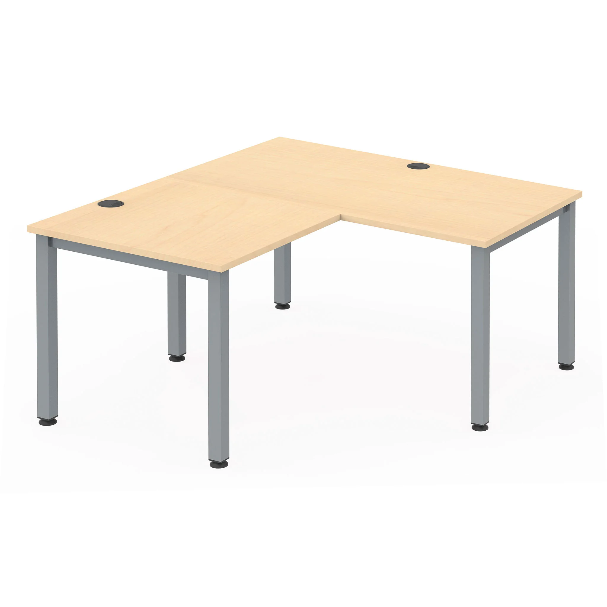Flexeo® Schreibtisch, Breite 140 cm, mit Anbau, Buche hell