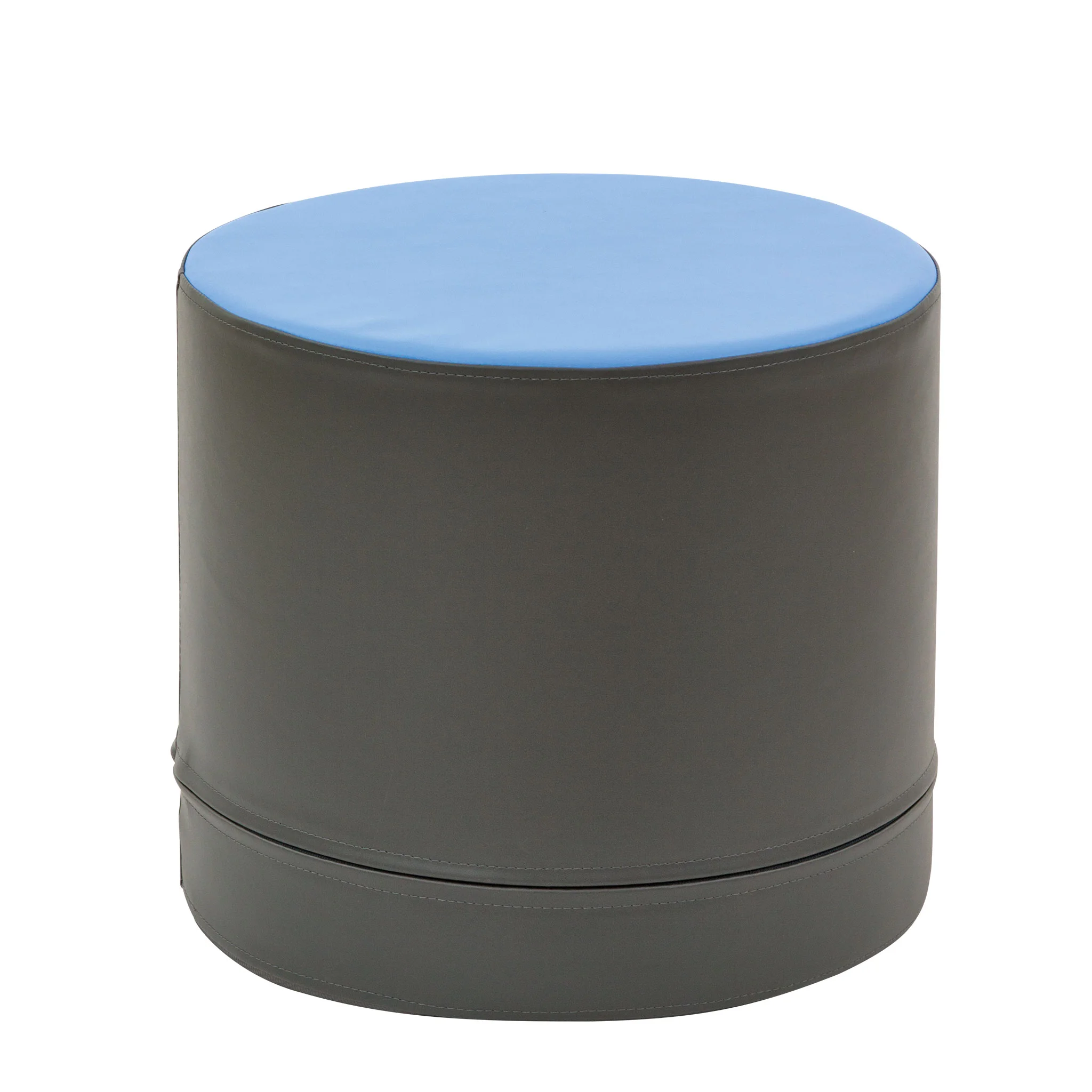 Hocker, Ottomane, rund, gepolstert, blauer-Deckel