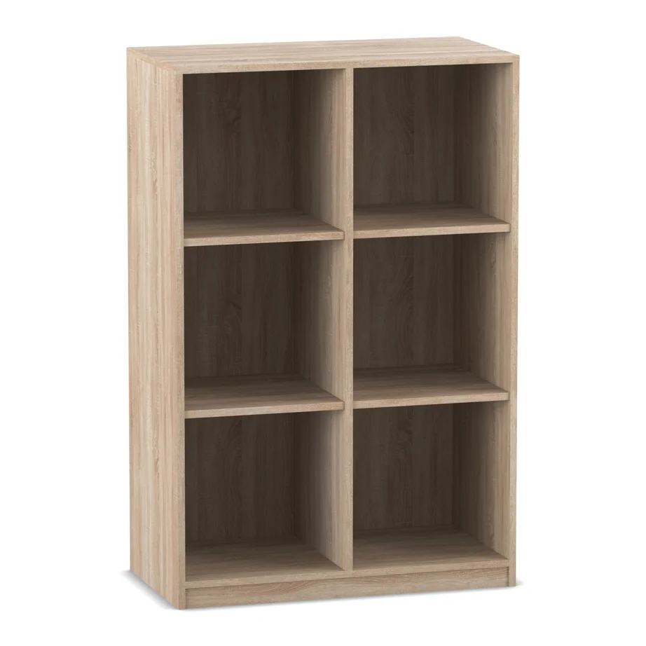 Regal, Bücherregal, Holzoptik, 6 Fächer, freistehend