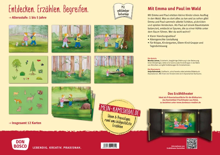 Kinderbuch, Wald, Tiere, Szenen, Karten