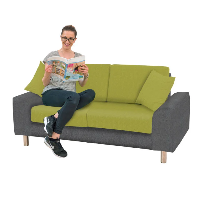 Sofa, Zweisitzer, Grün, Polyester, Holzfüße