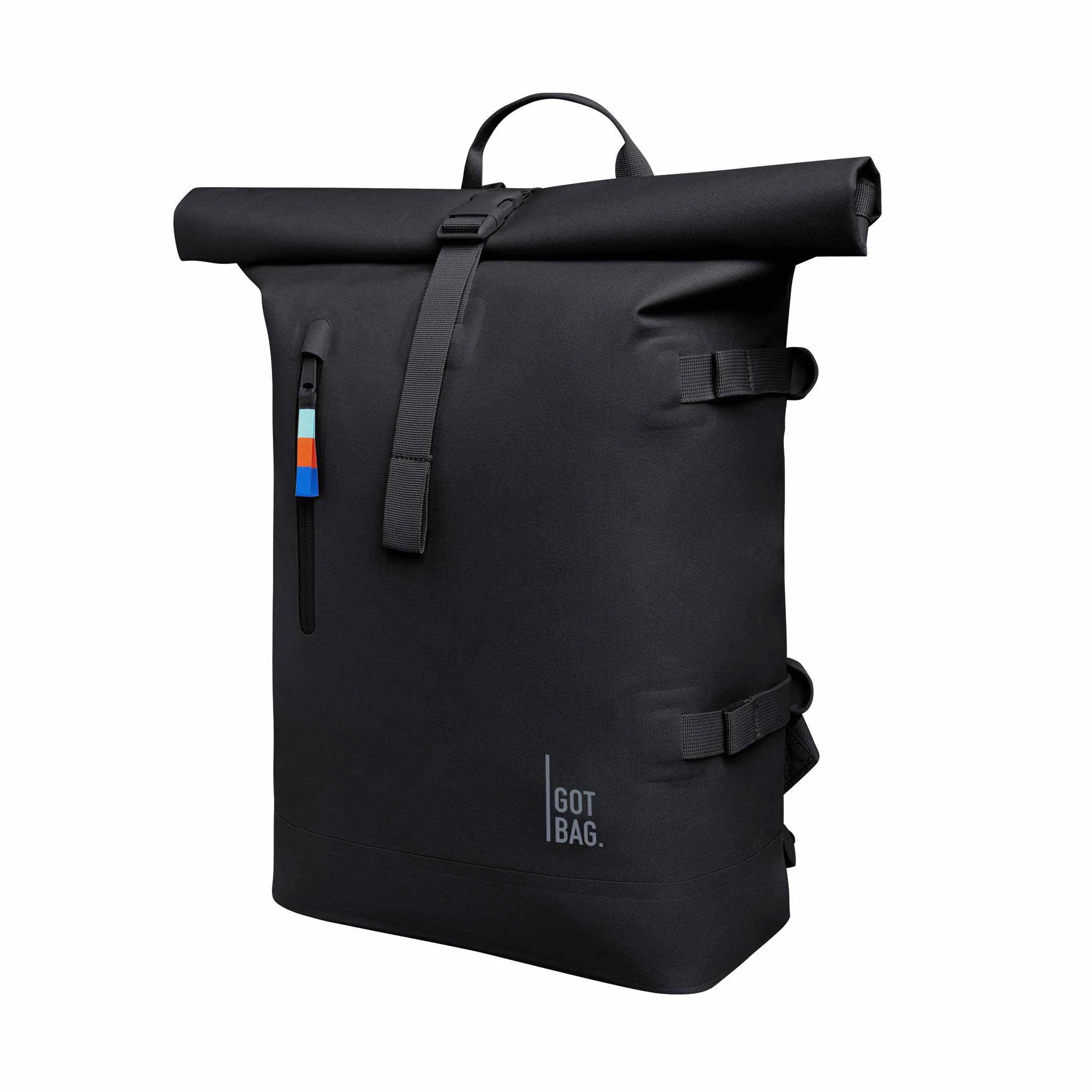 Rucksack, Rolltop, Schwarz, Vorderfach, Tragegriff