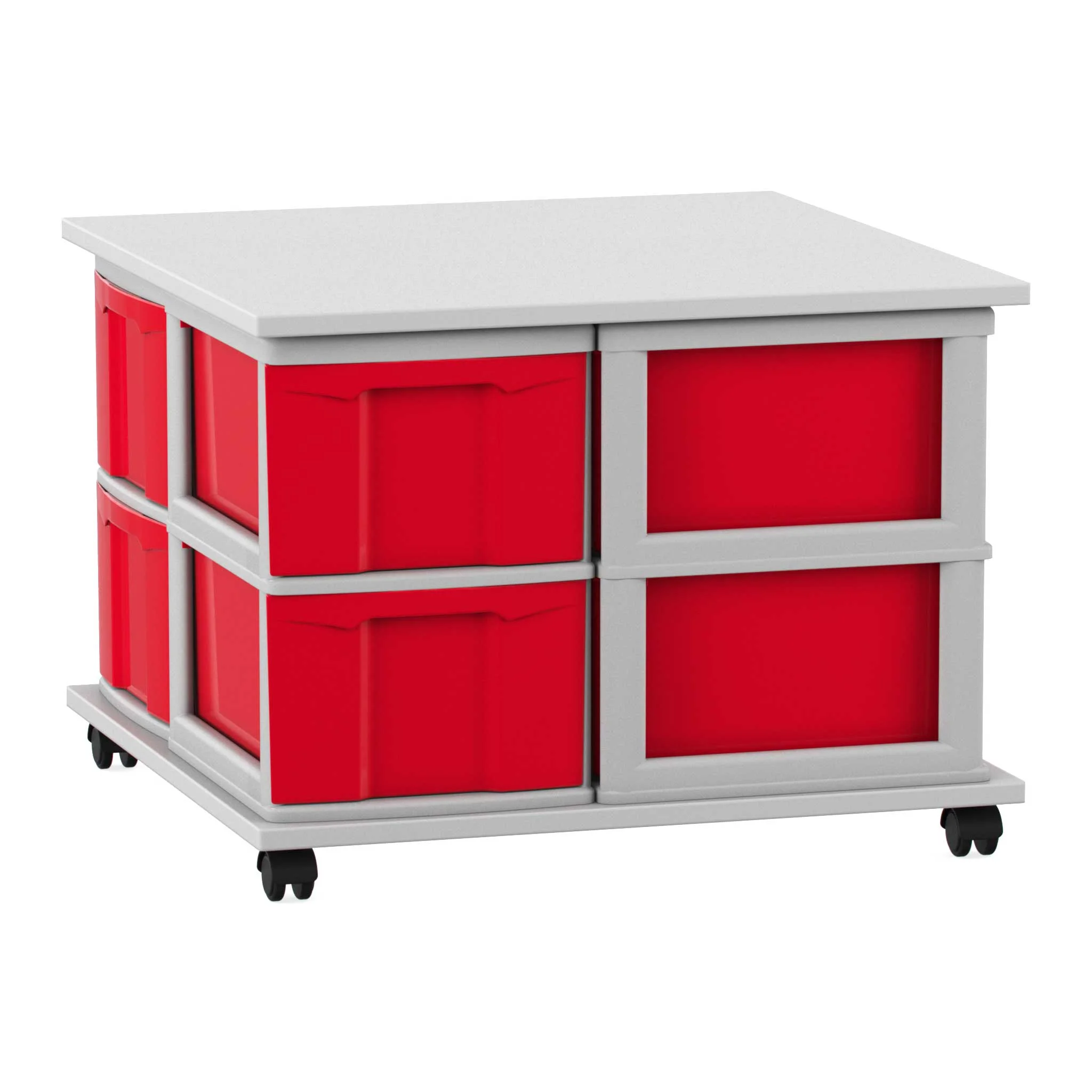 Kistenbox, Wagen, Rollcontainer, Aufbewahrung, Rot