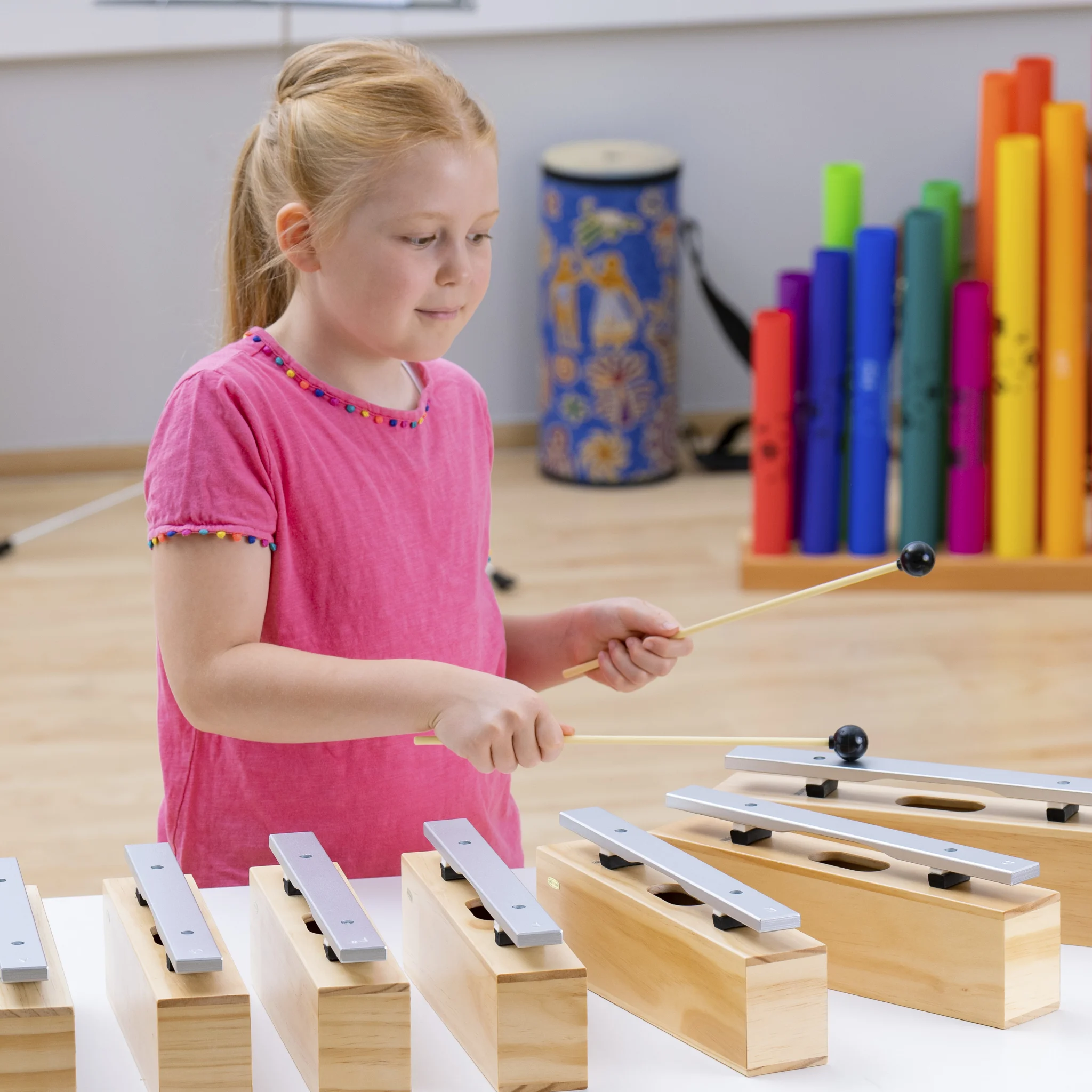 Kinder-musikinstrument, Xylophon, Holz, Pink, Spielzeug