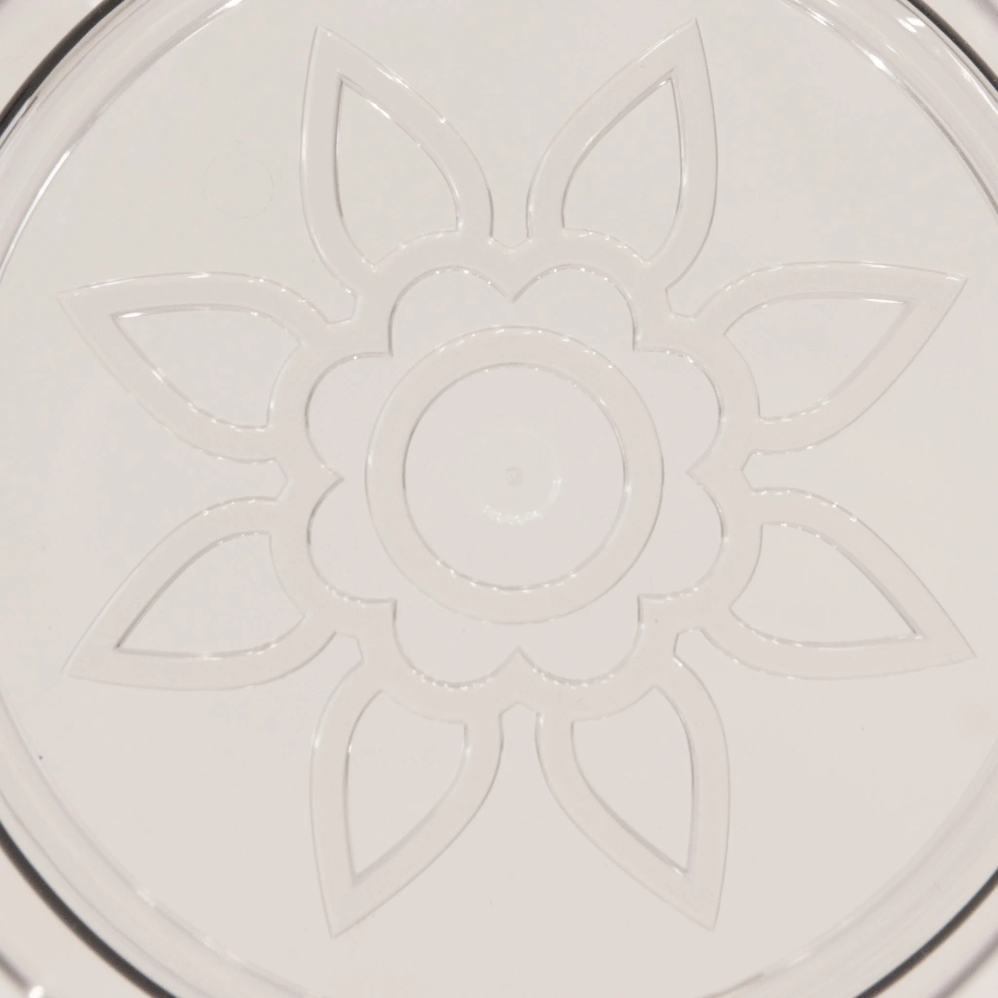 glas, teller, blumenmuster, stempelung/erhaben, weiß