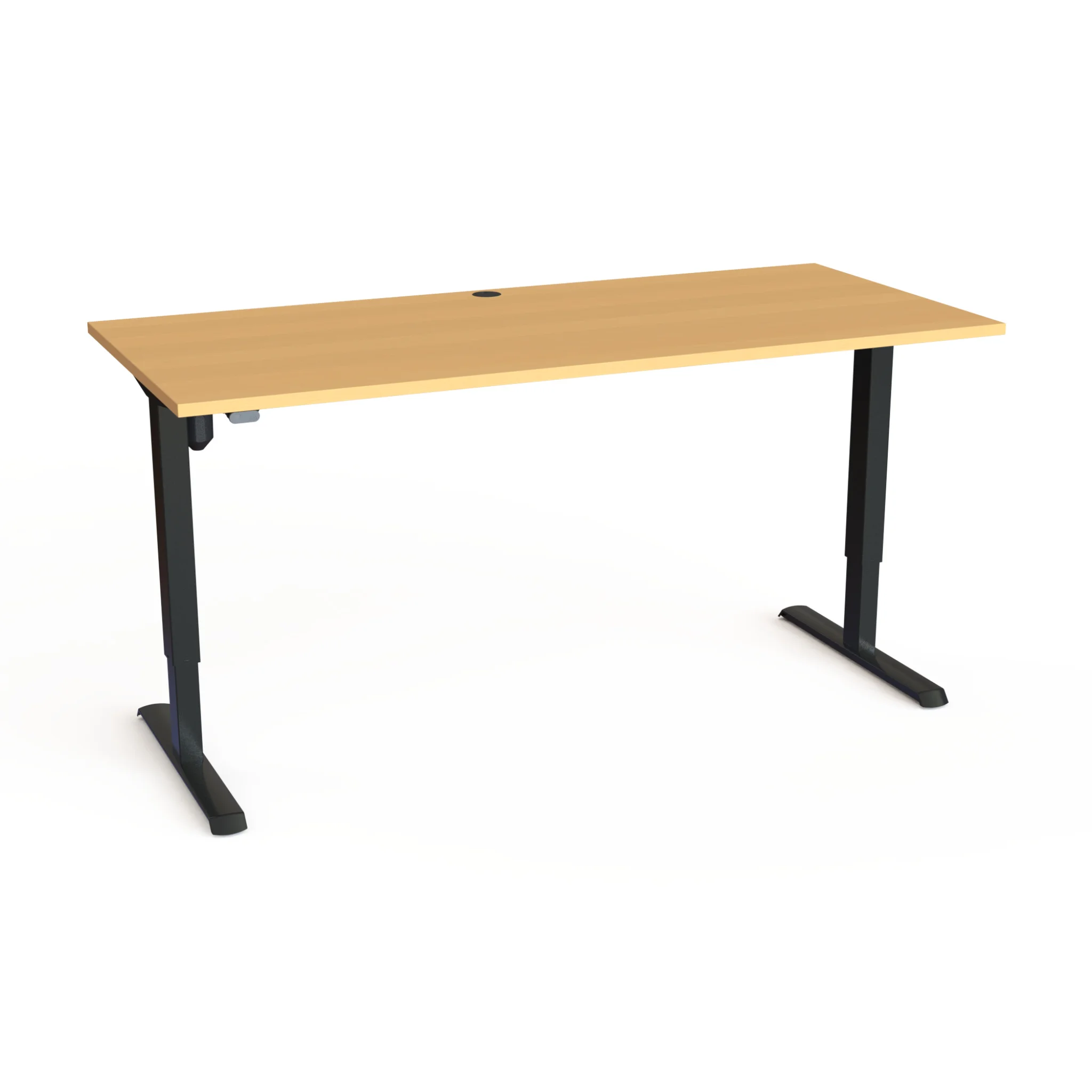 schreibtisch, tisch, holz, metall, kabellöcher