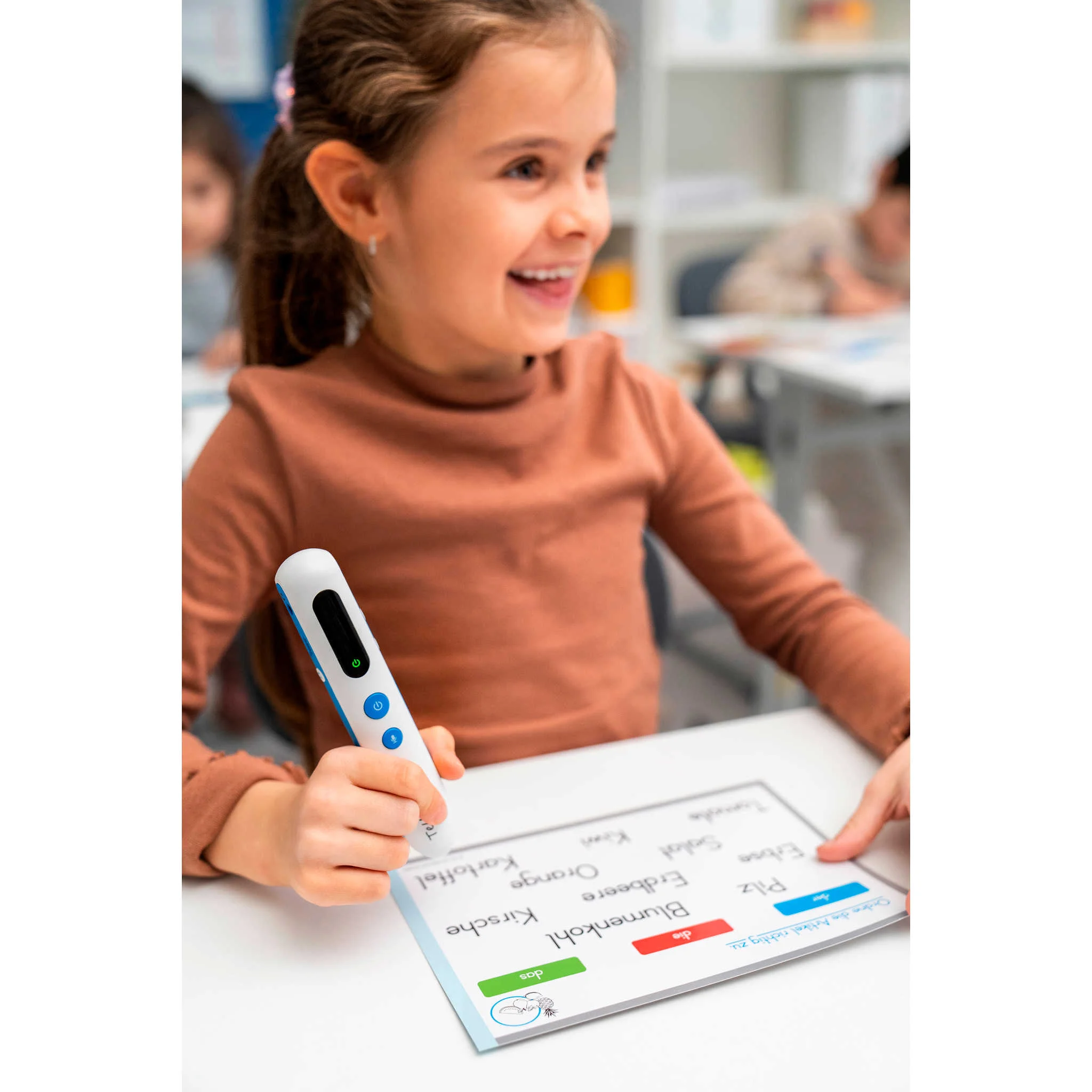Lernstift, Lesestift, weiß-blau, Sprachlernwerkzeug, Scanfunktion