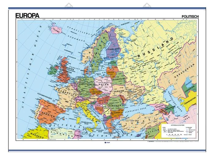 Europa Karte, Karte Europas, Politische Karte, Landkartenfarben, Kontinentalkarte