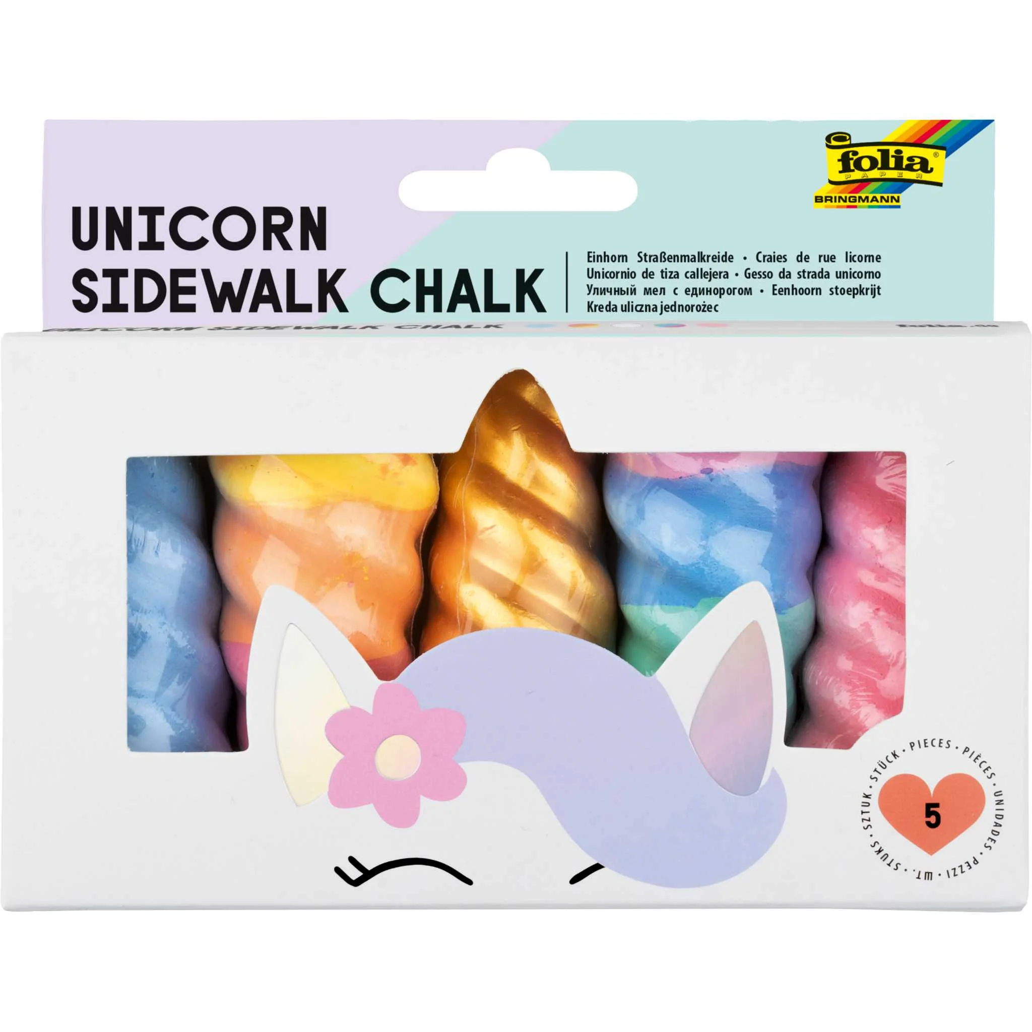 Einhorn, Straßenmalkreide, Twist, Pastellfarben, 5 Stück
