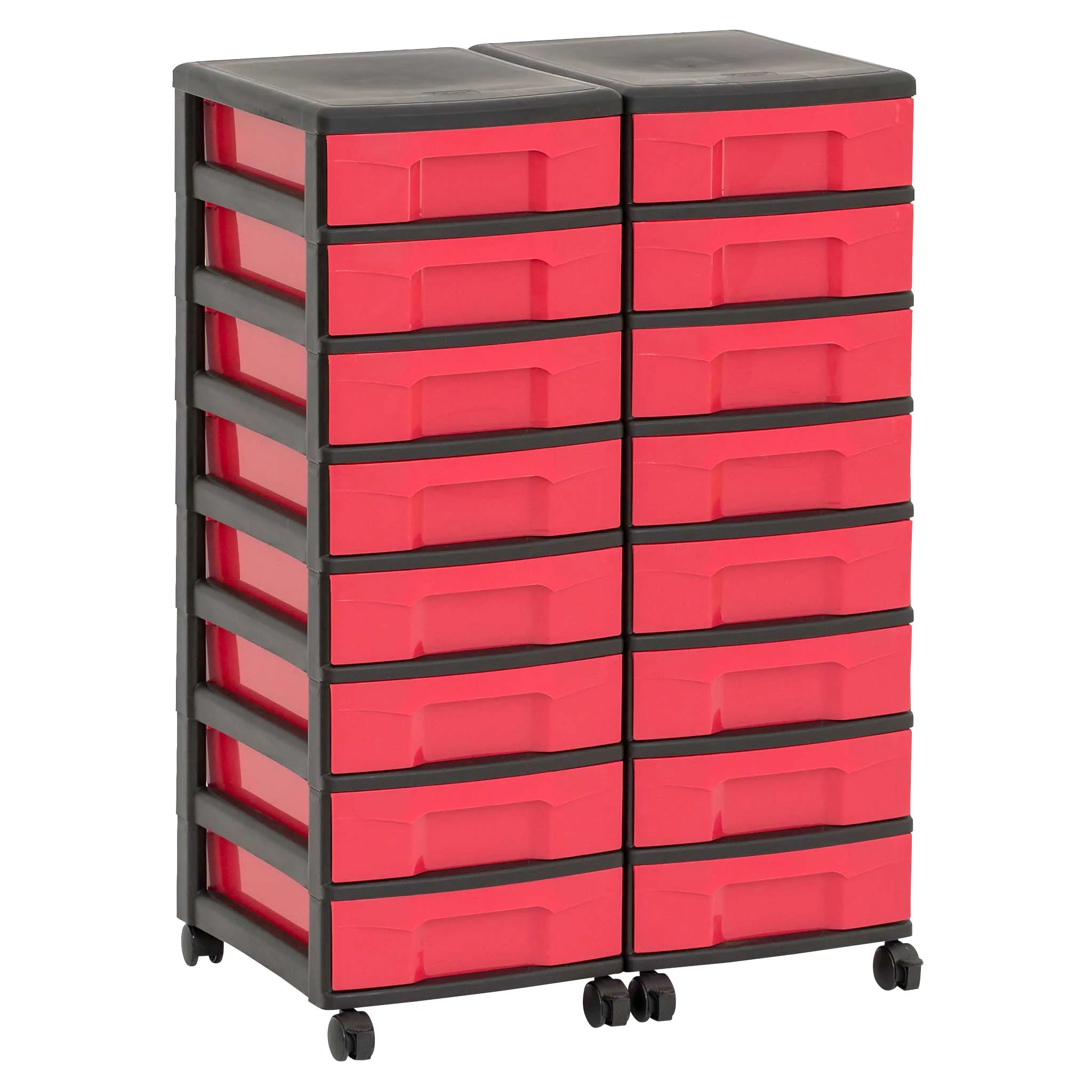 Werkzeugkasten, Schubladen, Kunststoff, rot, rollbar