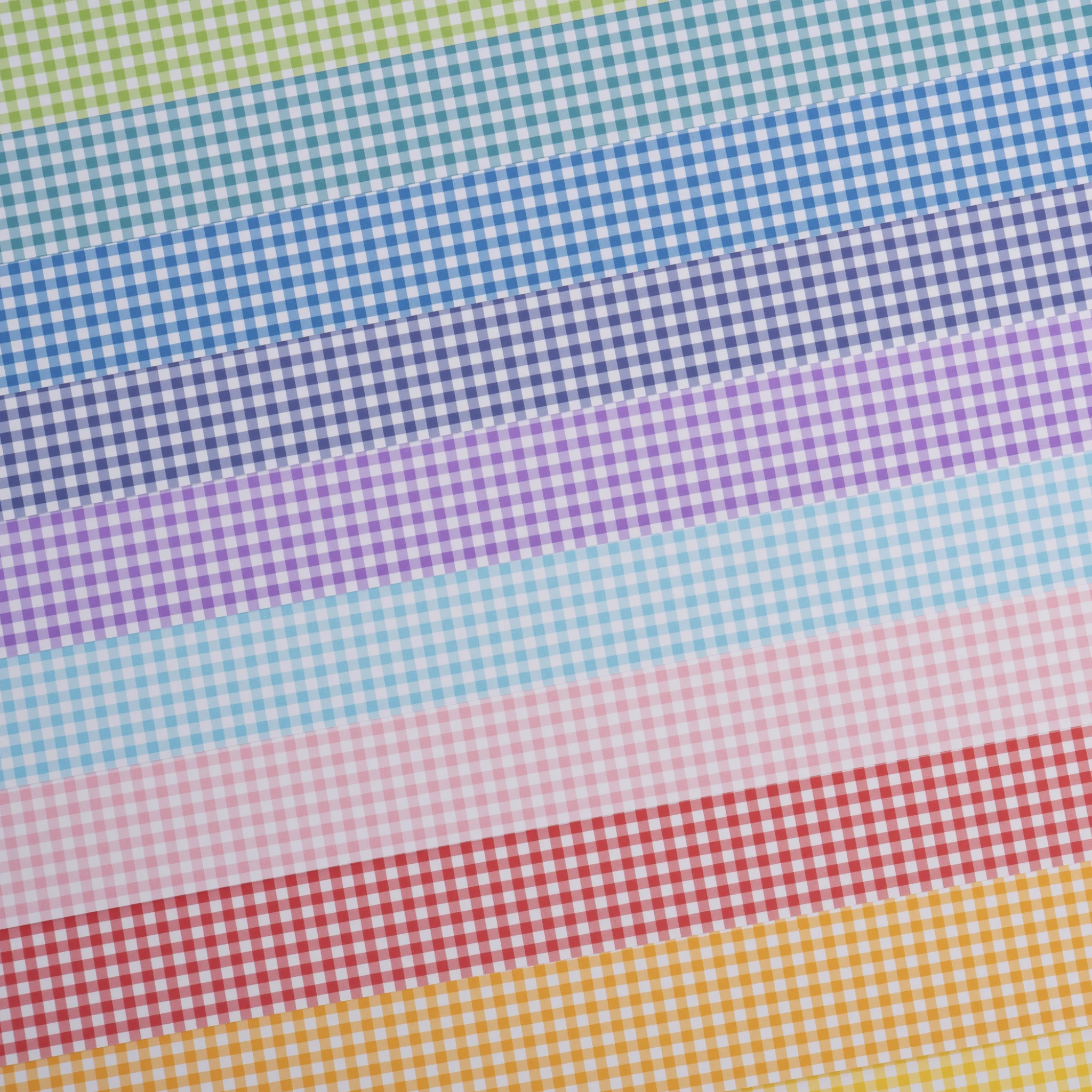 Gingham-Muster, Gingham-Stoff, Karomuster, Farbenfroher Stoff, Textilmaterial