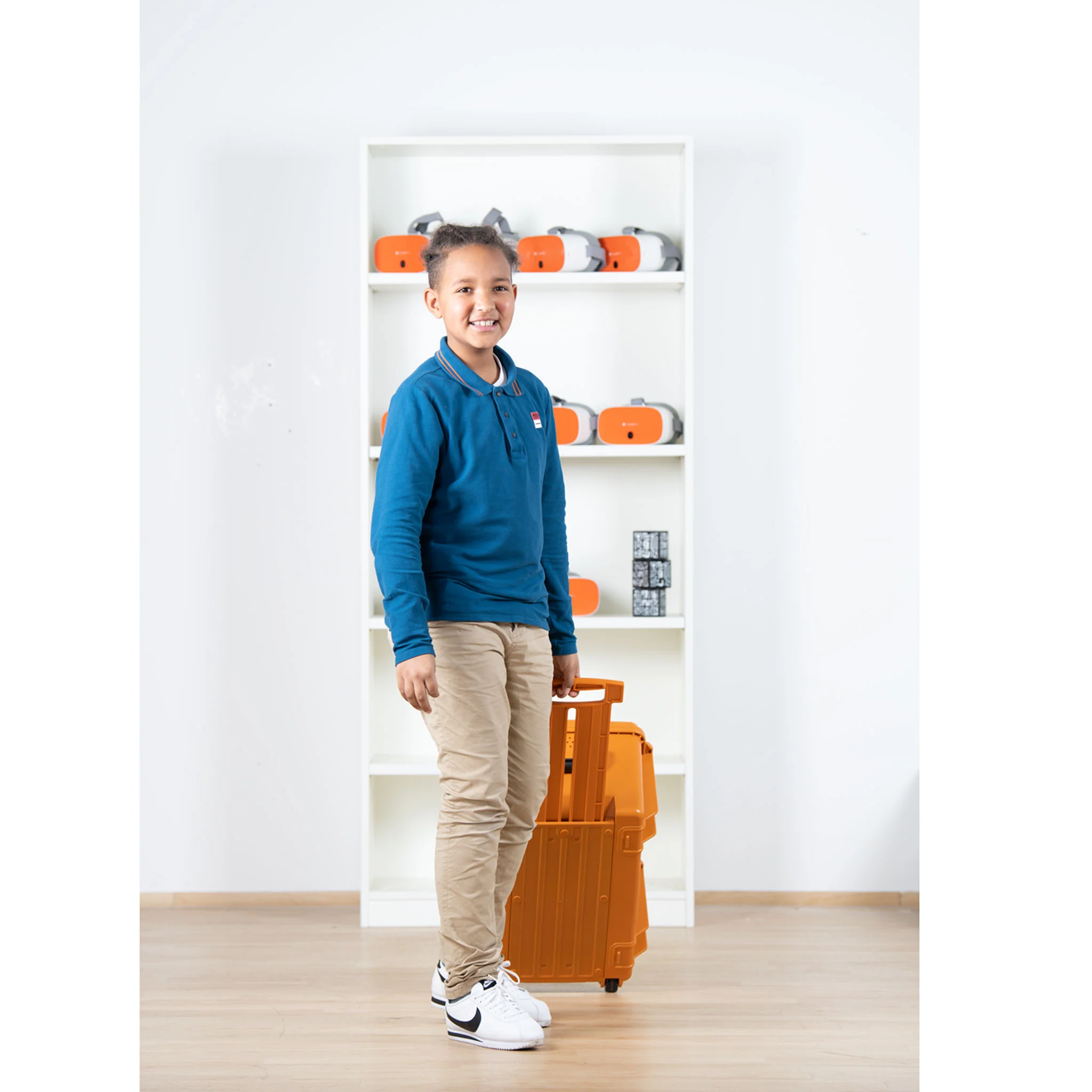 kind, koffer, reiseset, orange, regal