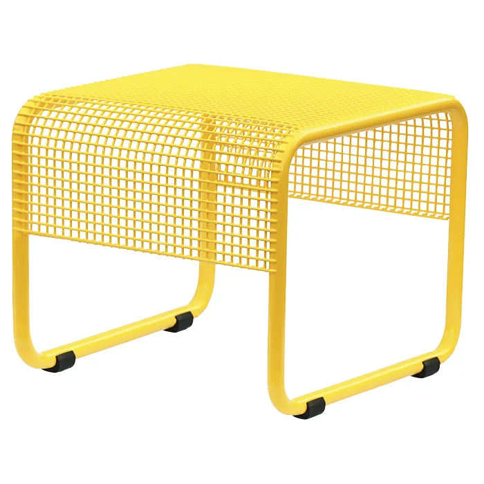 Sitzhocker, Gitter-Design, Gelb, Metallrahmen, Lackiertes Metall
