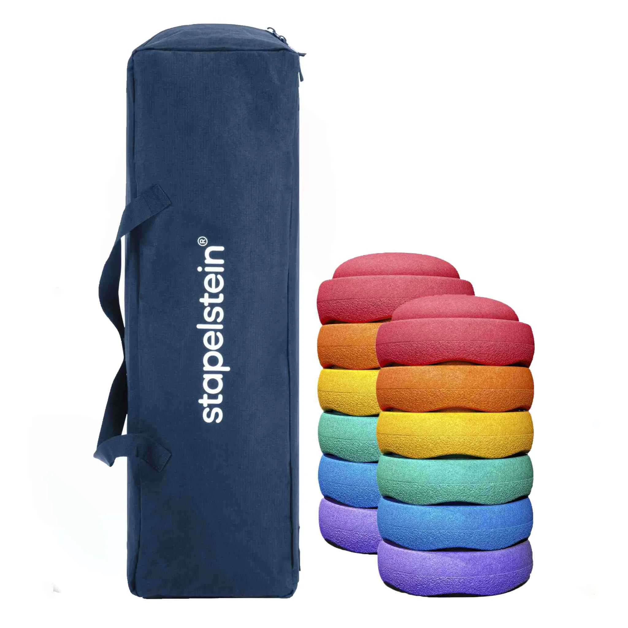 Stapelstein® Gruppen-Sets, 12x Stapelstein® Original rainbow classic + Tasche