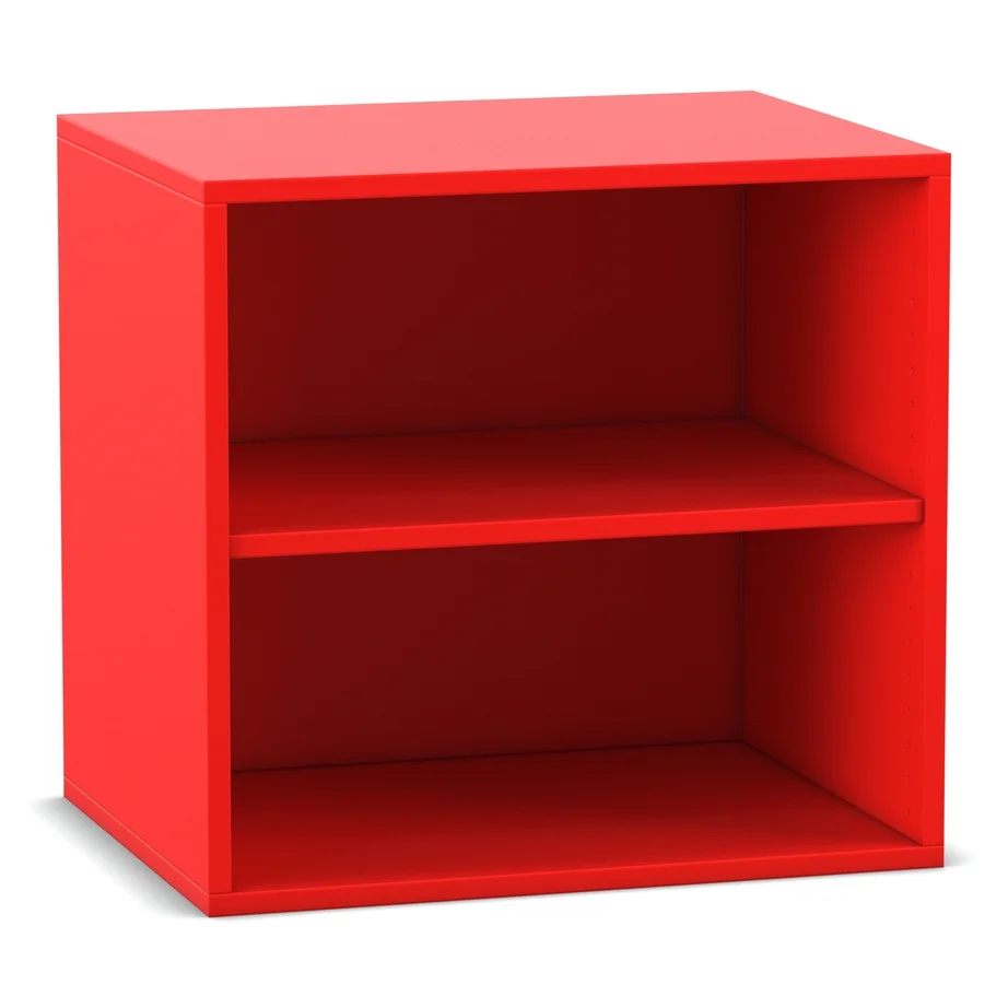 Regal, Schrank, Offenes Regal, Rot, Holzoptik