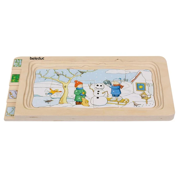 holzpuzzle, puzzle, winter, schneemann, spielbrett