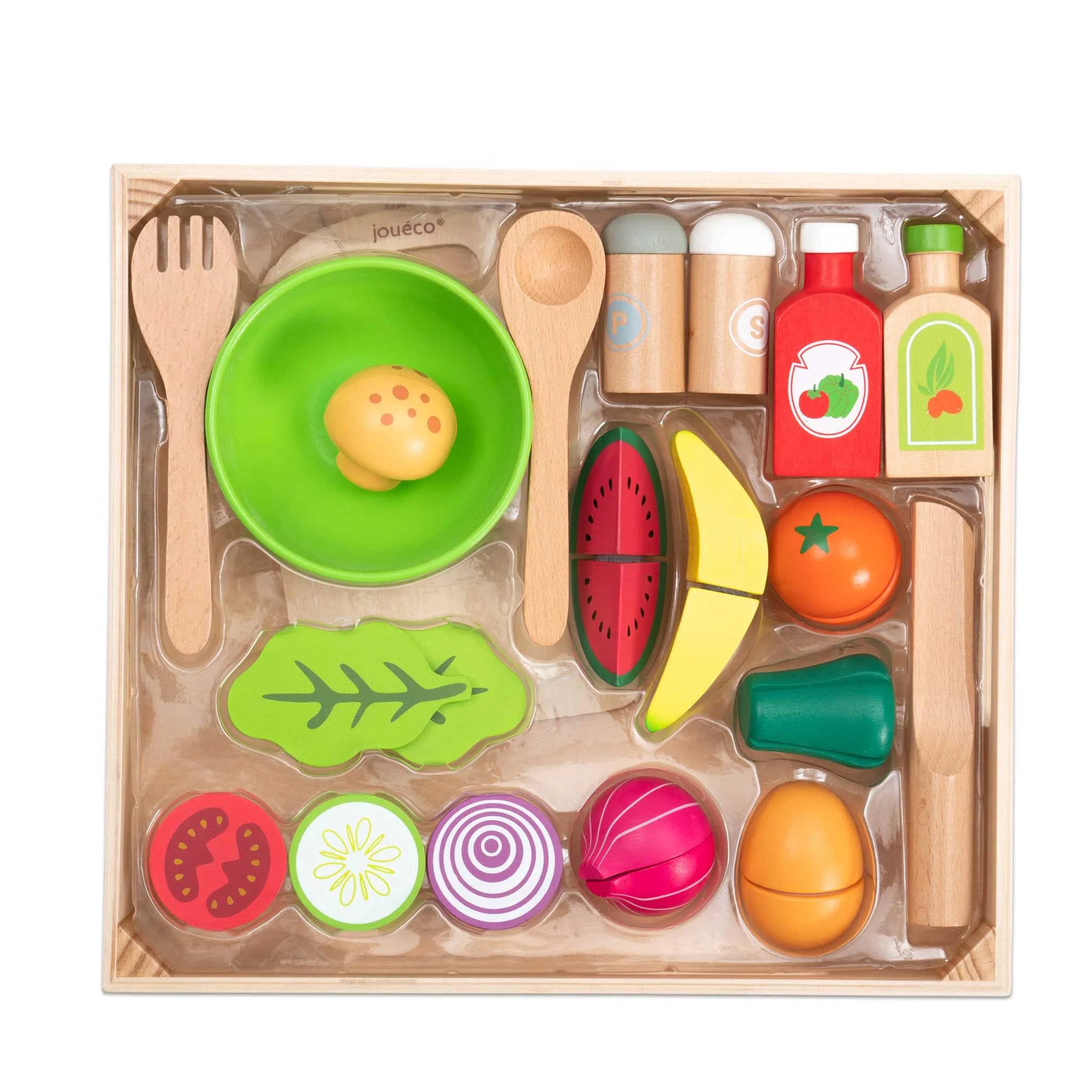 Holzspielzeug, Kochset, Obst/Gemüse, Spielzeugbesteck, Puzzle-Set