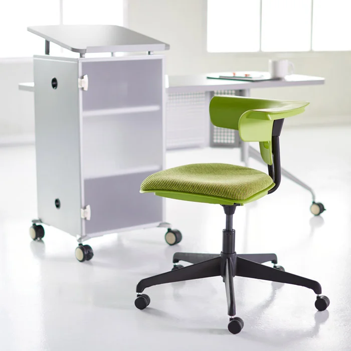 Kunstlederstuhl, Bürostuhl, grüne Sitzfläche, verstellbar, rollenstuhl