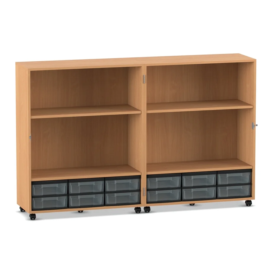 Regal, Schrank, Holzoptik, Aufbewahrung, Rollensystem