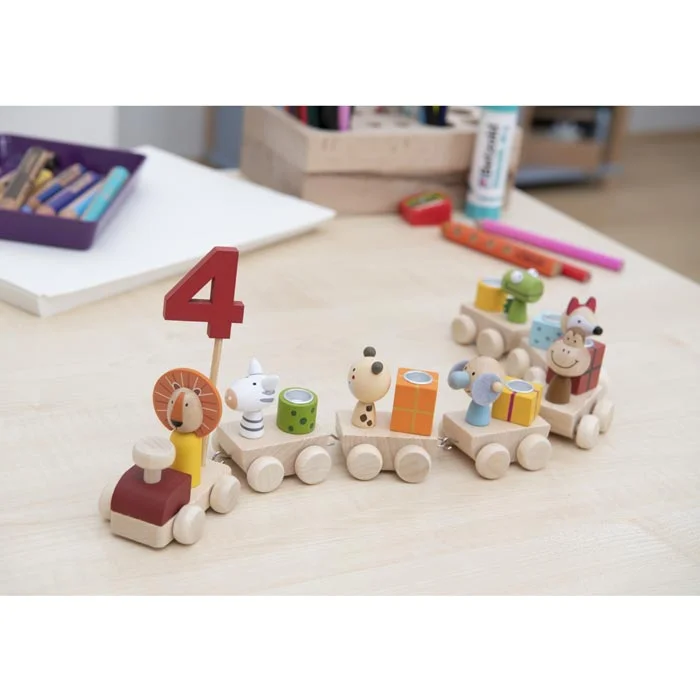 Holzspielzeug, Holzwagen, Kinderwagenzug, Stückzahlen, Toy-Set
