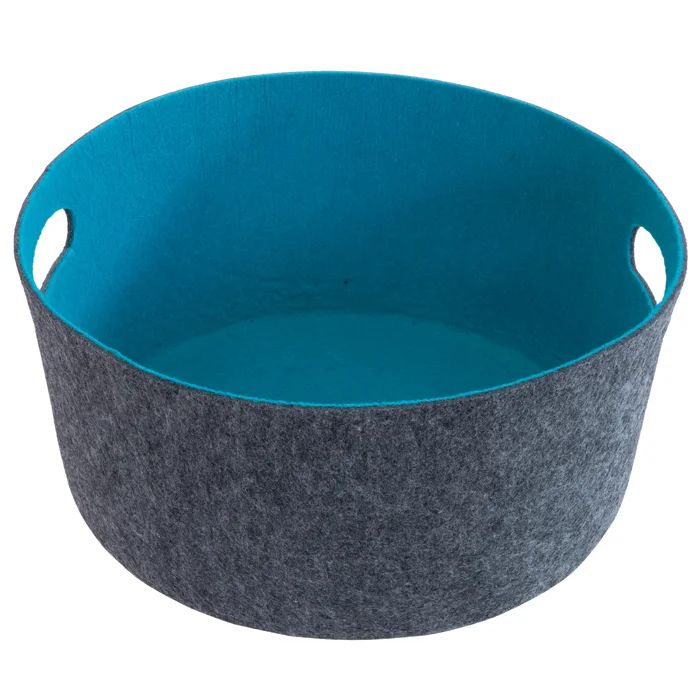 Aufbewahrung, Aufbewahrungskorb, Korb, Filz, grau, blau Innenfarbe