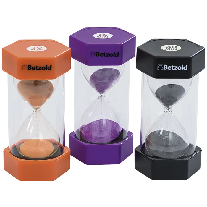 Große farbige Sanduhren-Sets, Set Longtimer – 10, 15, 30 Minuten