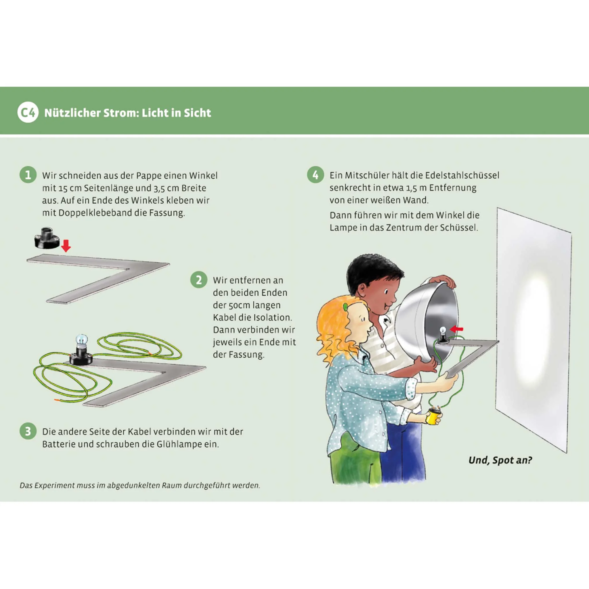 Experiment, Licht in Sicht, Strom, Kabel, Batterie