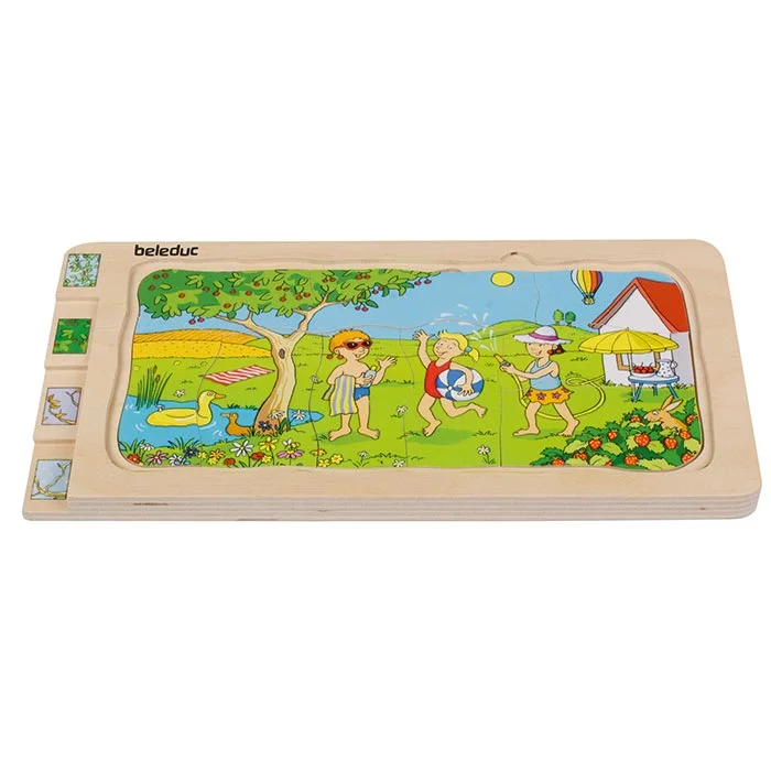 Holzpuzzle, Puzzle-Set, Kinderpuzzle, Sommerstrand, Landschaft