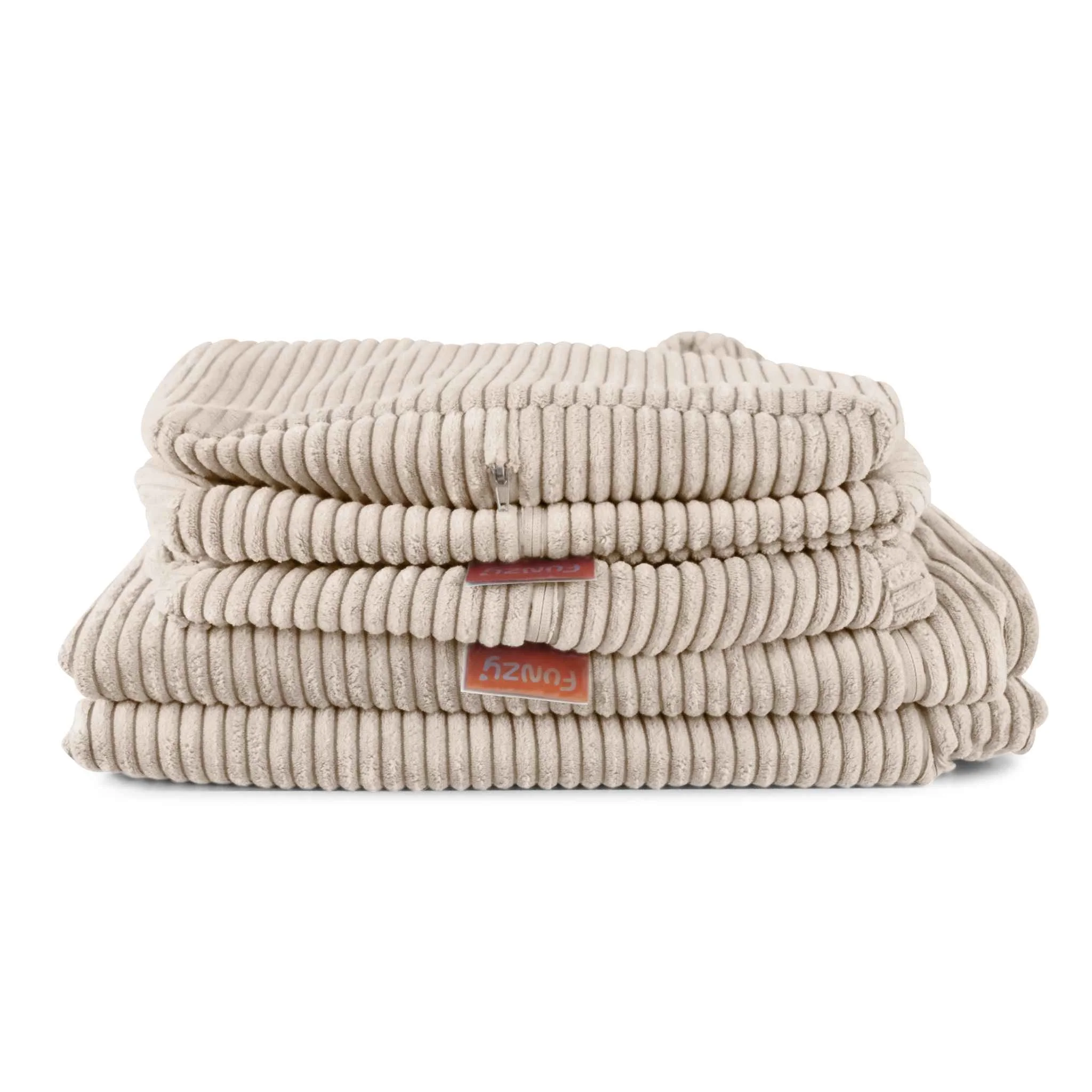 Corduroy, Blanket, Throw, Beige, Folded