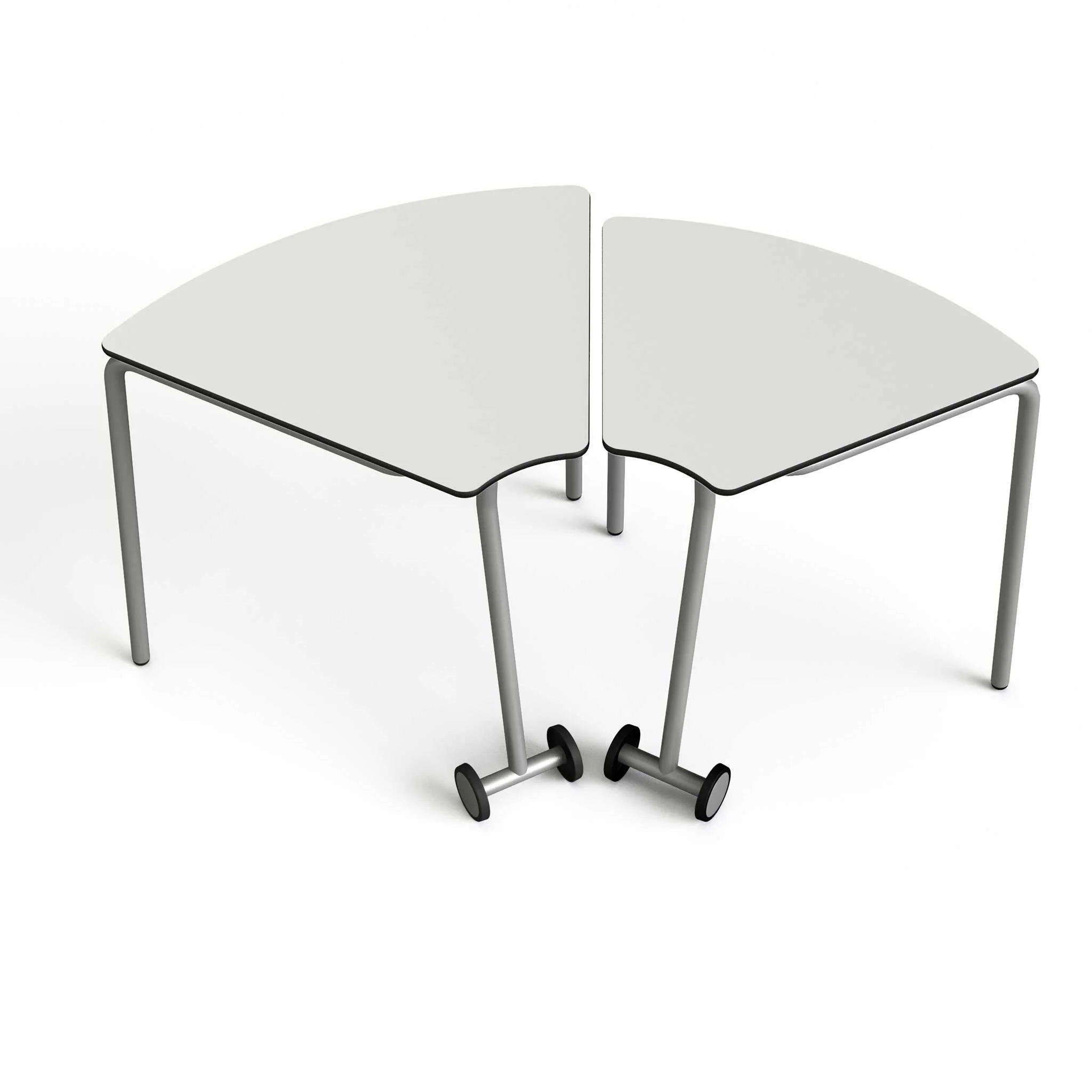 ecktisch, klapptisch, 2-teilig, rundeckig, rollen