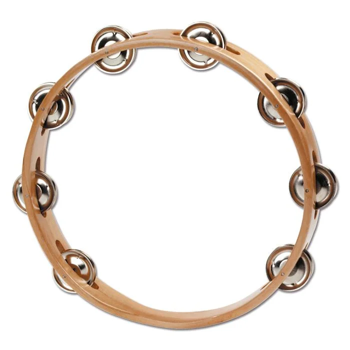 Tambourine, Musical instrument, Wooden frame, Jingle rings, Round percussion