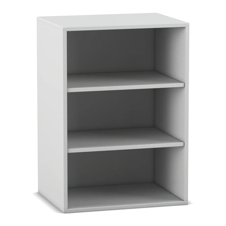 Regal, Schrank, Holzwerkstoff, weiße Oberfläche, 3-Ebenen