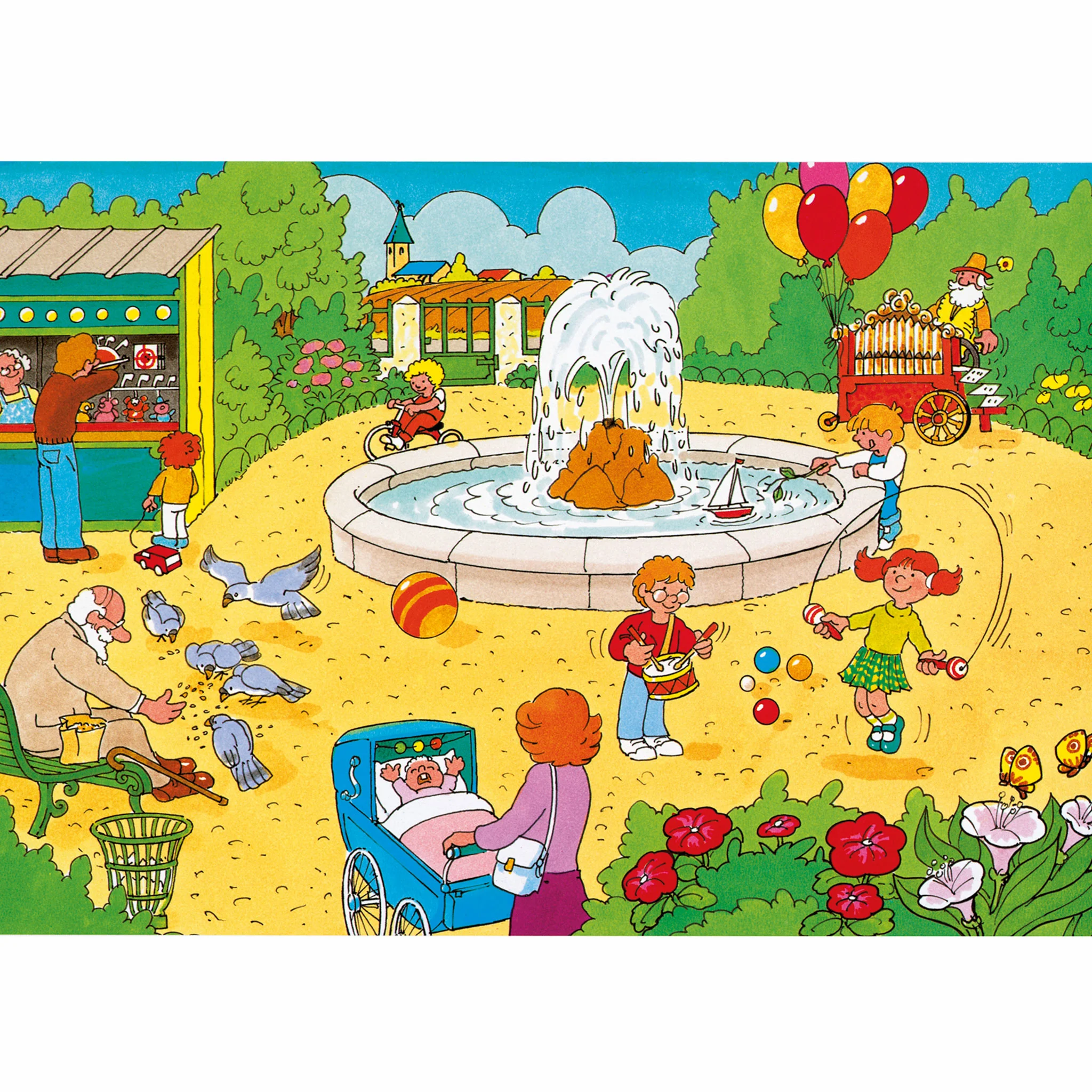 Parkanlage, Wasserbrunnen, Kinderfreizeit, Spielzeug, Ballspiele