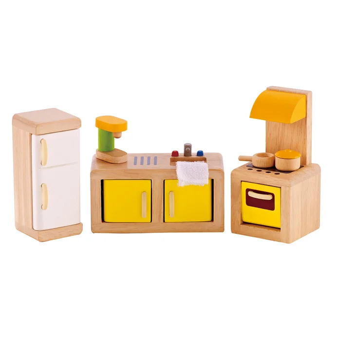 Holzküche, Küchenspiel, Kühlschrank, Schränke, Küche