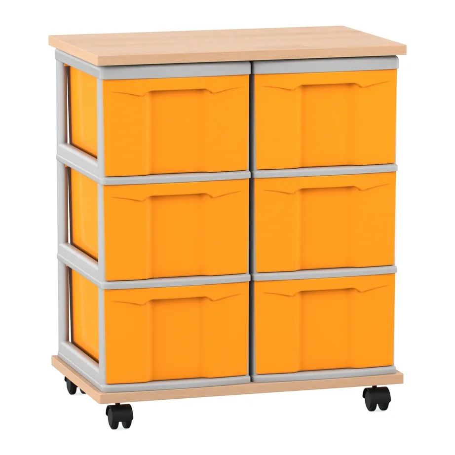 Ordnungsbox, Kistenwürfel, Orange Behälter, Rollwagen, Aufbewahrungsboxen