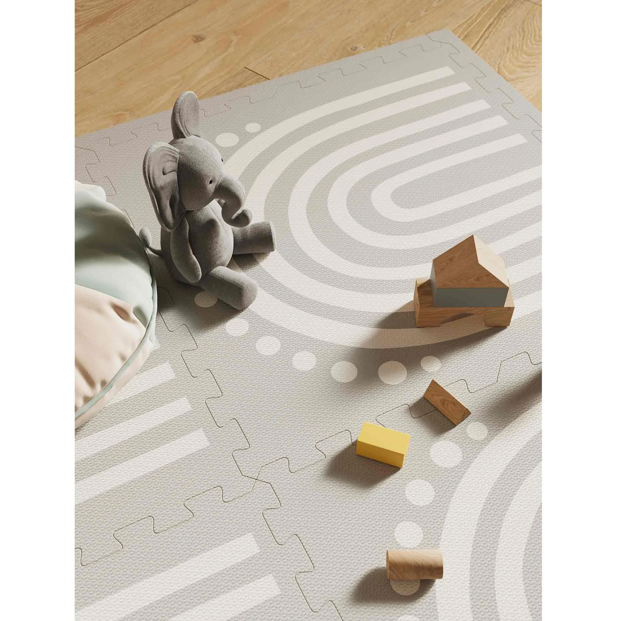 Spielmatte, Puzzle-Mottoplatte, Spielzeug Elephant, Holzbausteine, Bodenmatte