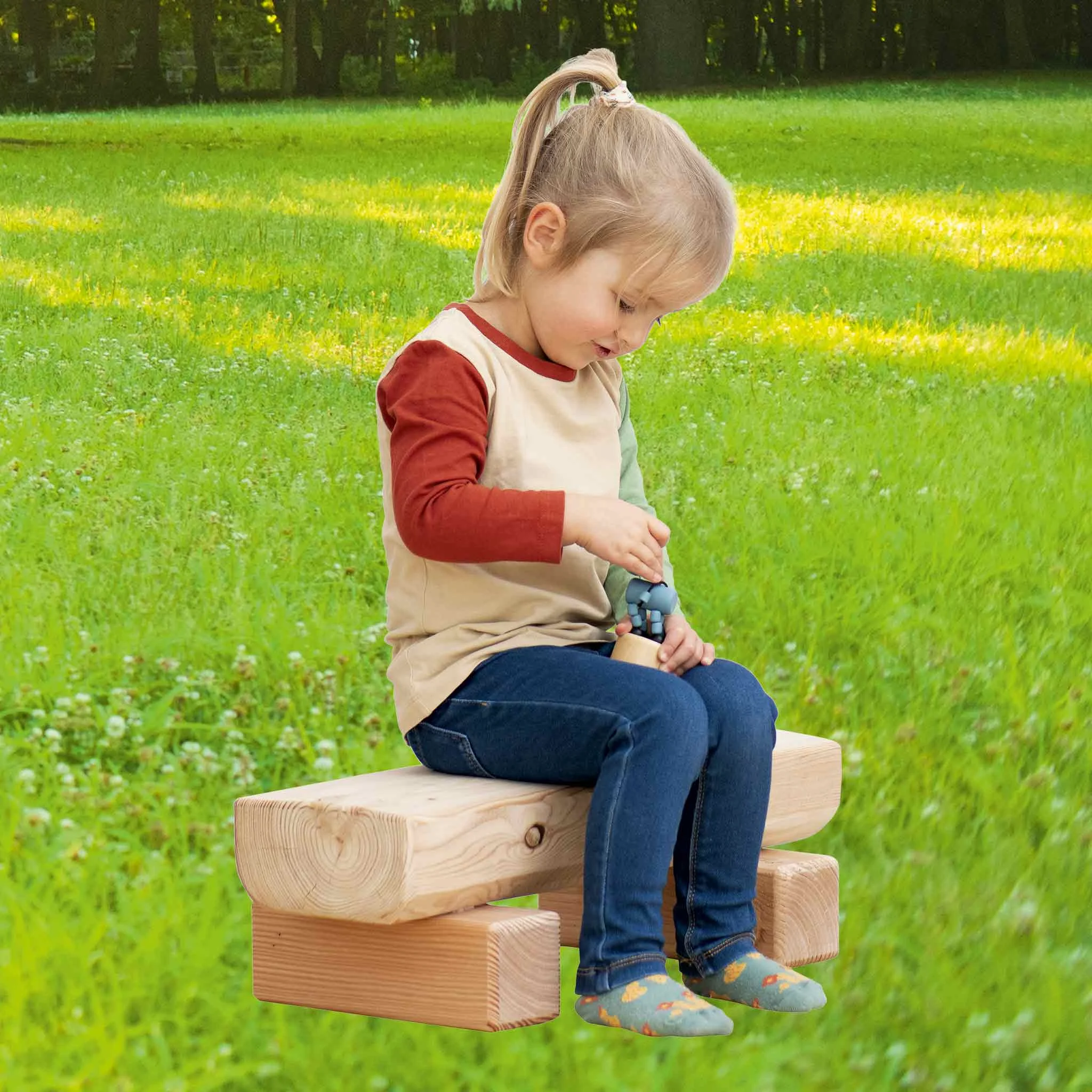 Holzspielzeug, Sitzbank, Kinder, Holzblock, Socken