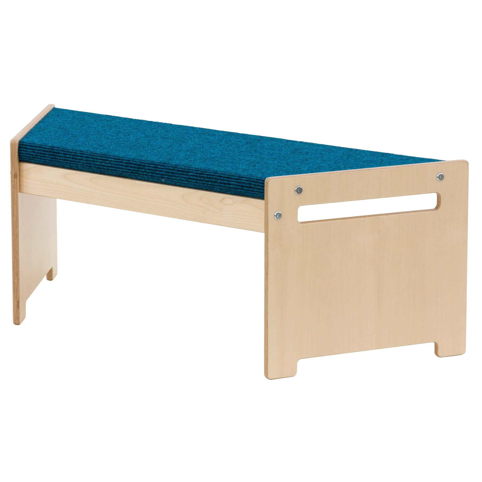 Holzbank, Sitzbank, Blaues Kissen, Kissenbank, Holzstuhl