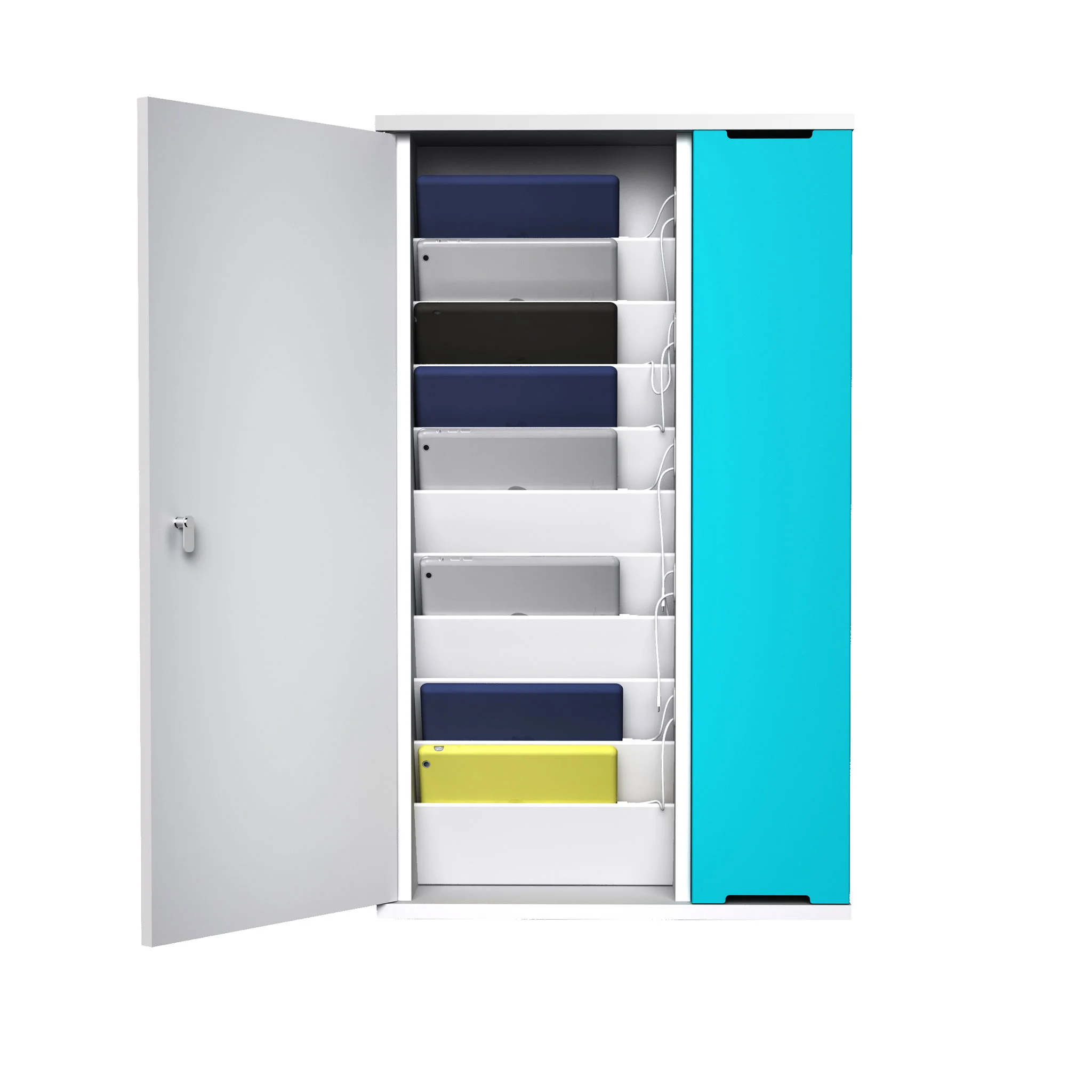 Aufbewahrung, Schrank, Ablage, schließbar, bunt