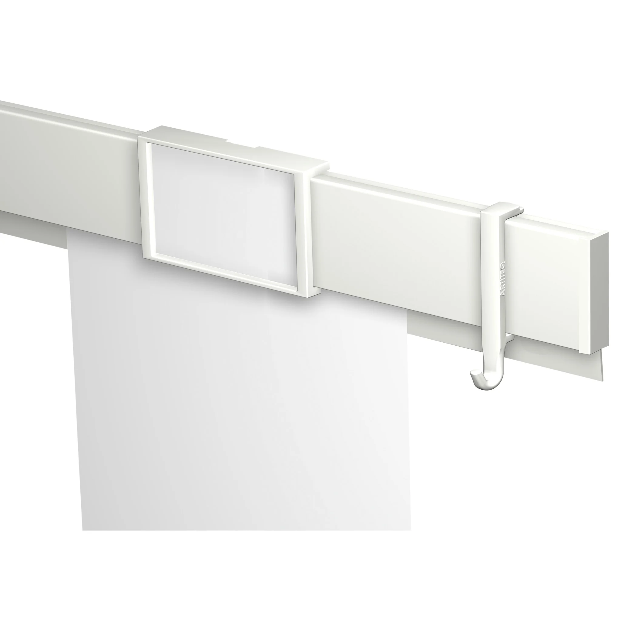 Vorhangstange, Gardinenführung, Vorhangclip, Aufhängehaken, weiße Beschläge