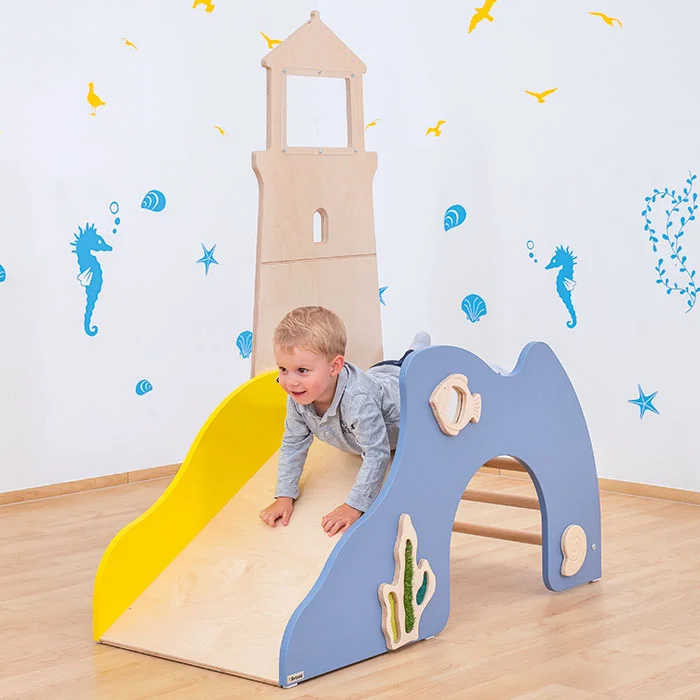 Kletterturm, Rutsche, Kleinkind-Spielgerät, Holzspielzeug, Türmchen