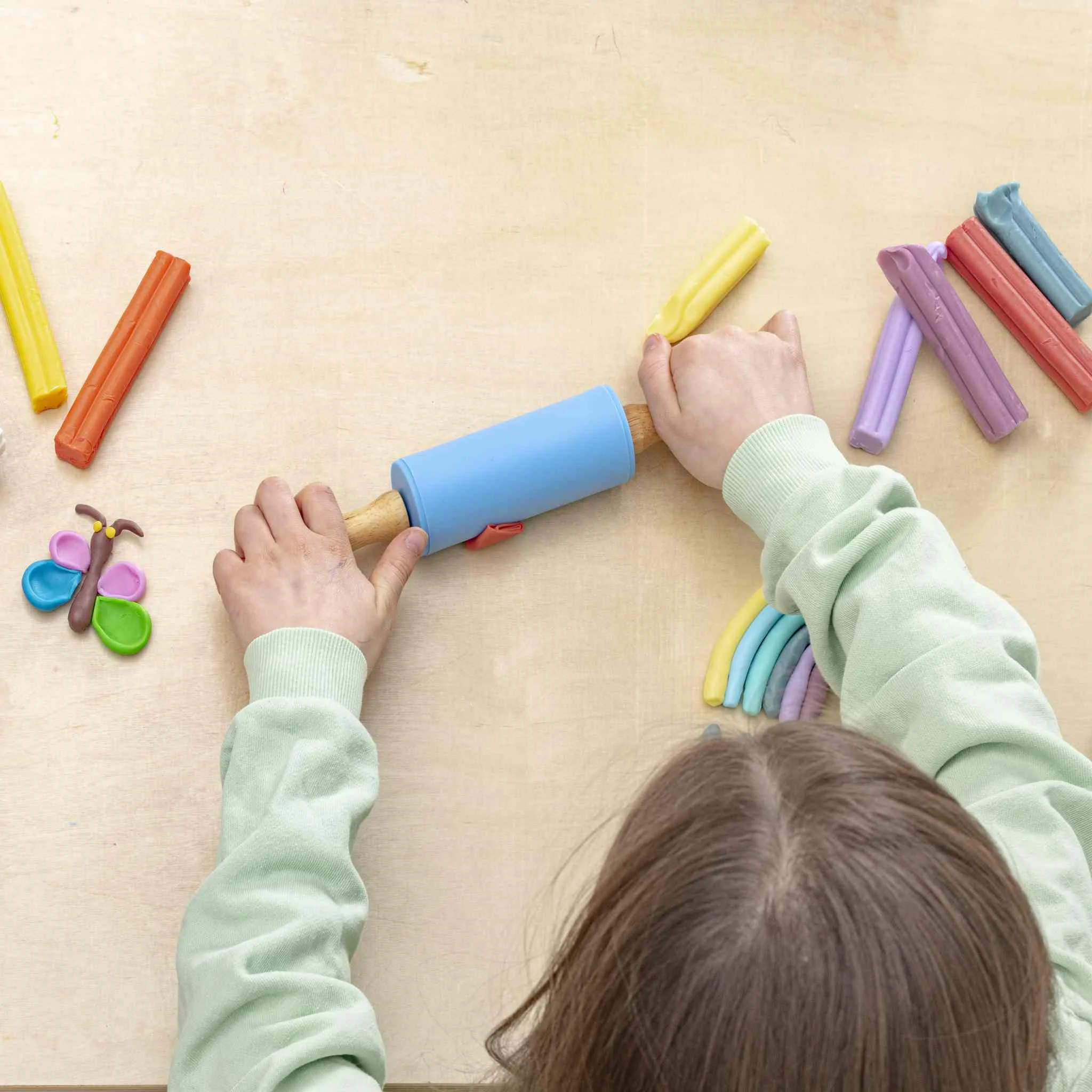 Knete, Rollstab, Knete-Set, Kinderhandwerk, Pastellfarben