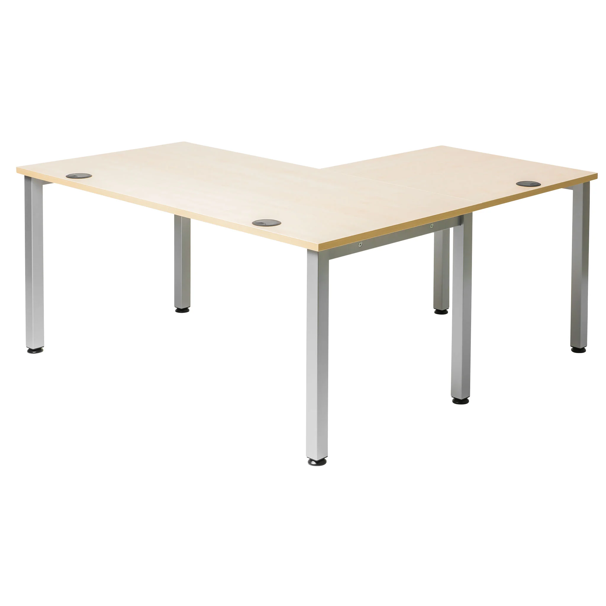 Bürotisch, L-förmiger Schreibtisch, Holzplatte, Metallbeine, modulares Möbelstück