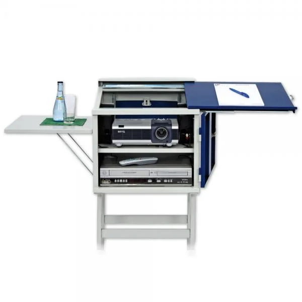 Multimedia cart, Projektionstisch, Ausklappbarer Tisch, Schrank mit Beamer, Medienregal