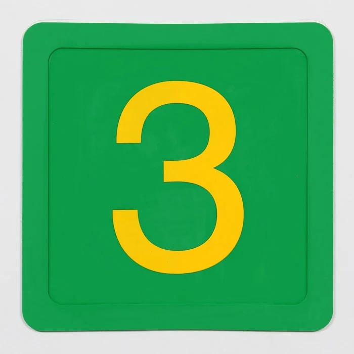 nummer, grün, schild, drei, quadratisches