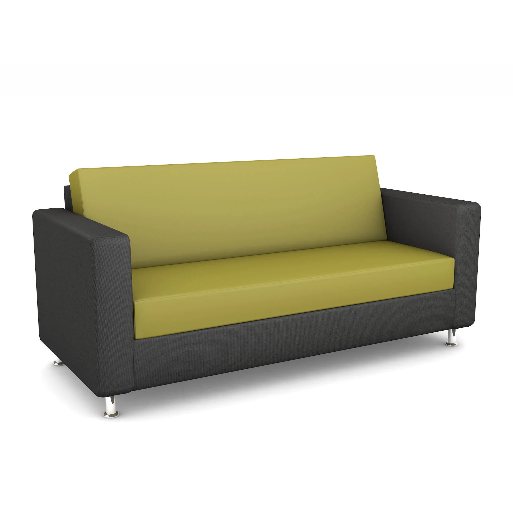 Sofa, Couch, Zweisitzer, Grau, GrünlicherGelb