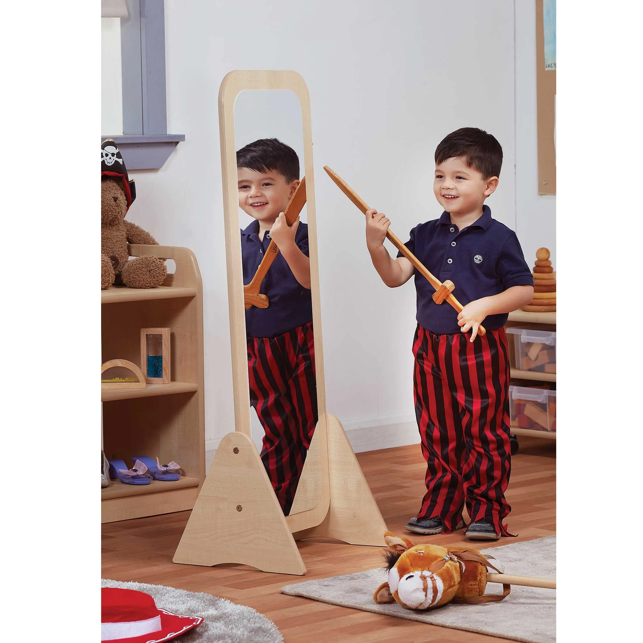 Kinder, Spiegel, Holzständer, Pistolengriffe, Kastanienholz